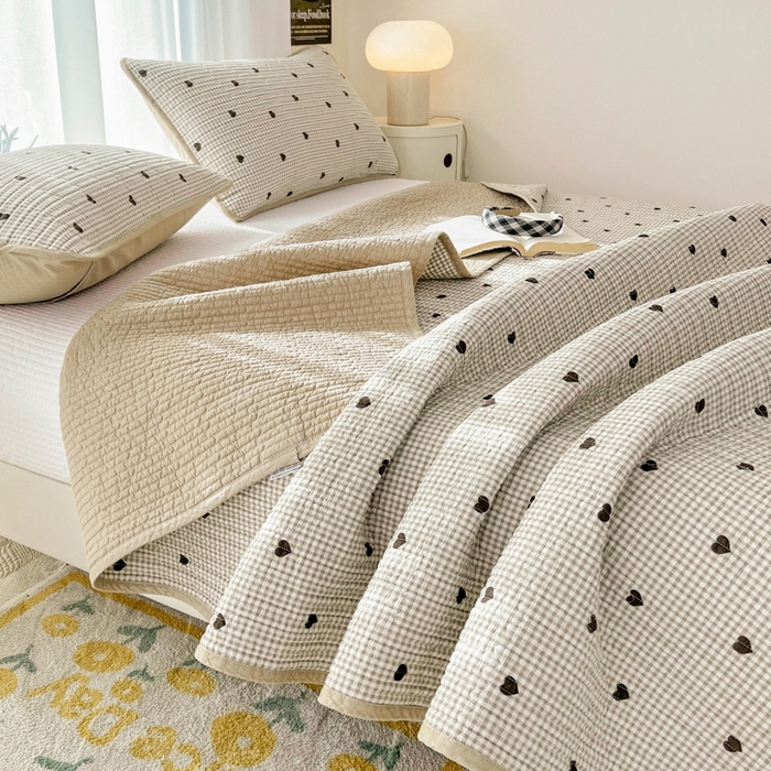 91家纺网 家纺一手货源 找家纺 茉夕家纺 2026新款春季双面纯棉印花单品床盖单件床盖 守护爱心