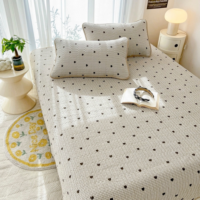 91家纺网 家纺一手货源 找家纺 茉夕家纺 2026新款春季双面纯棉印花单品床盖单件床盖 守护爱心