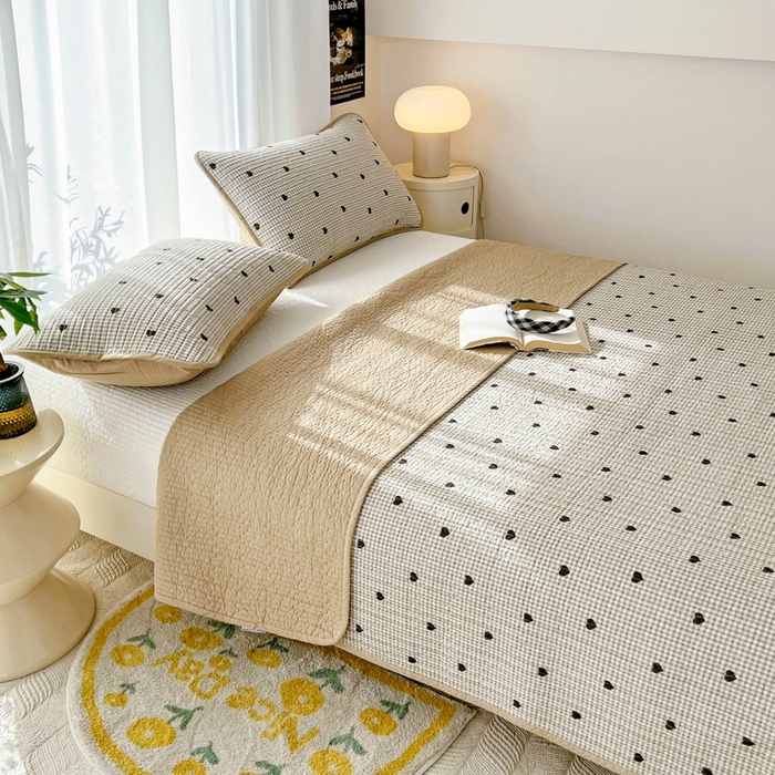 91家纺网 家纺一手货源 找家纺 茉夕家纺 2026新款春季双面纯棉印花单品床盖单件床盖 守护爱心