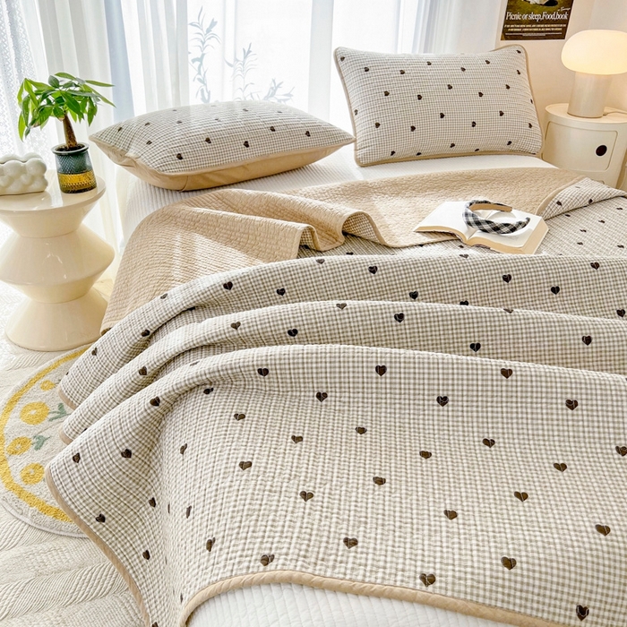 91家纺网 家纺一手货源 找家纺 茉夕家纺 2026新款春季双面纯棉印花单品床盖单件床盖 守护爱心