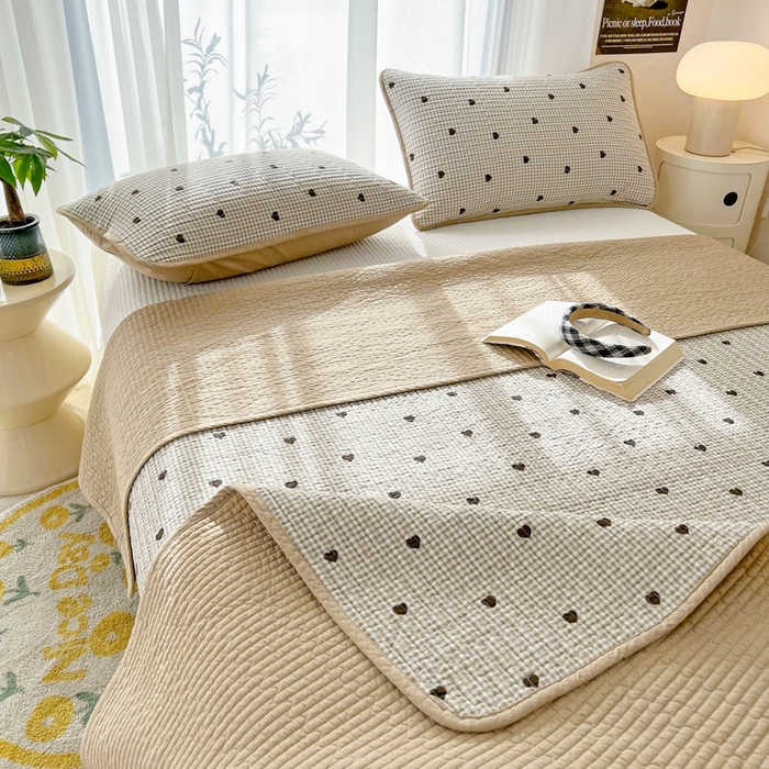 91家纺网 家纺一手货源 找家纺 茉夕家纺 2026新款春季双面纯棉印花单品床盖单件床盖 守护爱心