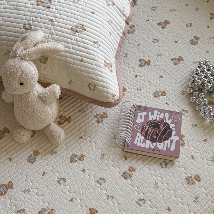 91家纺网 家纺一手货源 找家纺 茉夕家纺 2026新款春季双面纯棉印花单品床盖单件床盖 松果熊