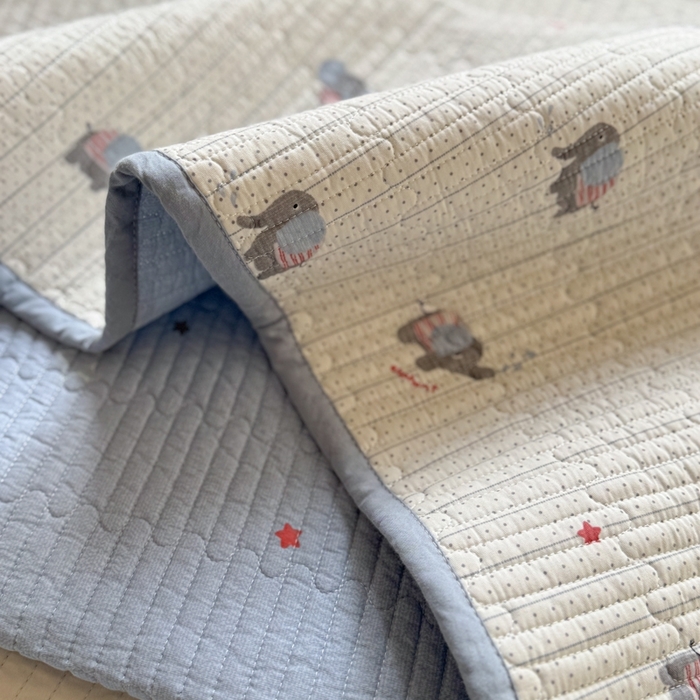 91家纺网 家纺一手货源 找家纺 茉夕家纺 2026新款春季双面纯棉印花单品床盖单件床盖 跳跳象