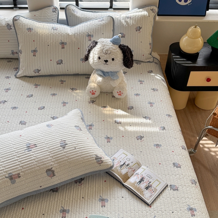 91家纺网 家纺一手货源 找家纺 茉夕家纺 2026新款春季双面纯棉印花单品床盖单件床盖 跳跳象