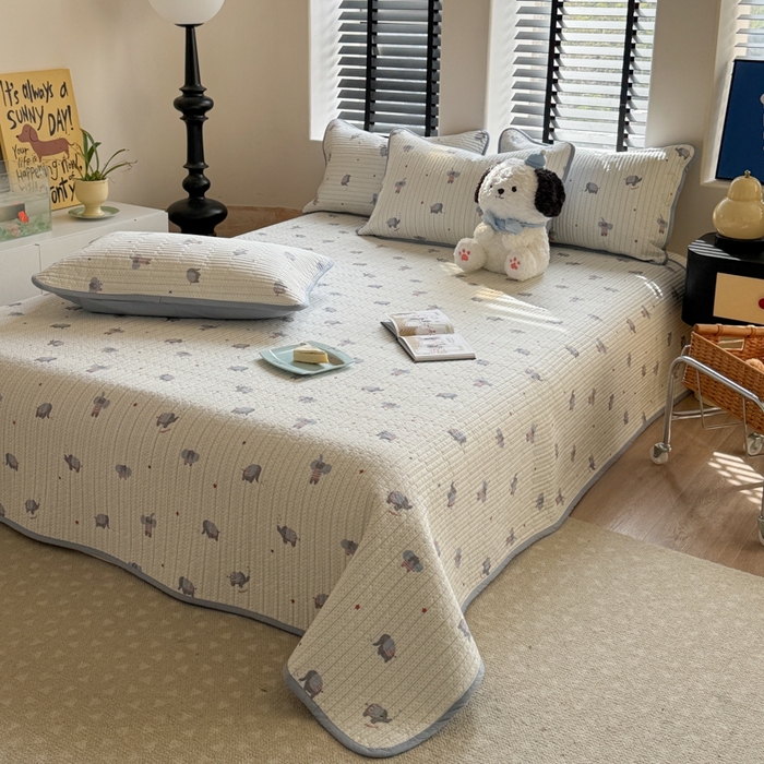 91家纺网 家纺一手货源 找家纺 茉夕家纺 2026新款春季双面纯棉印花单品床盖单件床盖 跳跳象