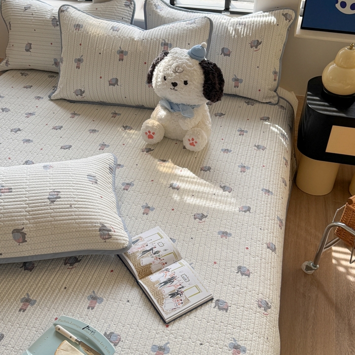 91家纺网 家纺一手货源 找家纺 茉夕家纺 2026新款春季双面纯棉印花单品床盖单件床盖 跳跳象