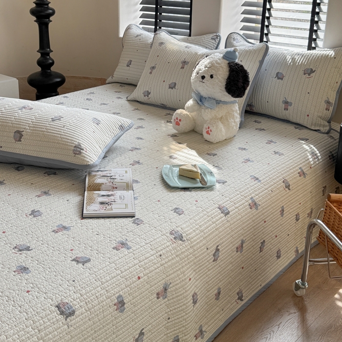 91家纺网 家纺一手货源 找家纺 茉夕家纺 2026新款春季双面纯棉印花单品床盖单件床盖 跳跳象