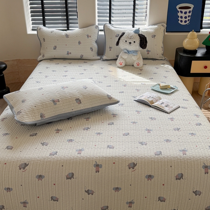 91家纺网 家纺一手货源 找家纺 茉夕家纺 2026新款春季双面纯棉印花单品床盖单件床盖 跳跳象