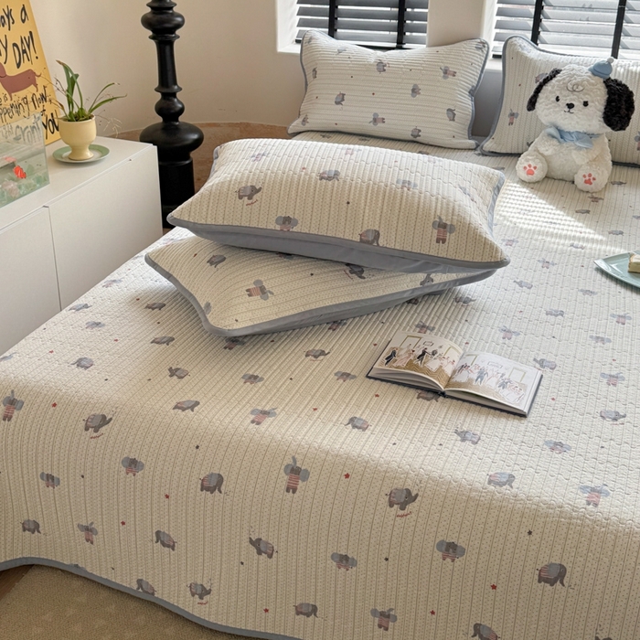 91家纺网 家纺一手货源 找家纺 茉夕家纺 2026新款春季双面纯棉印花单品床盖单件床盖 跳跳象