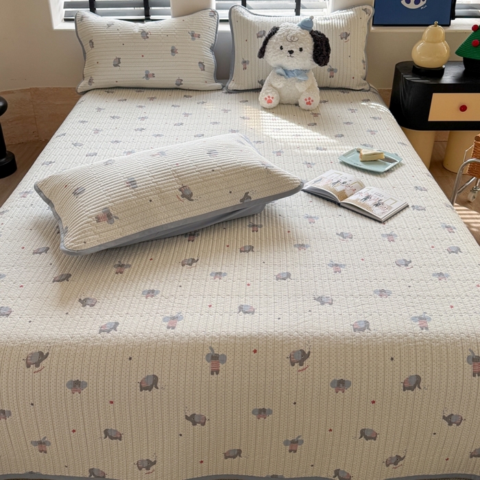 91家纺网 家纺一手货源 找家纺 茉夕家纺 2026新款春季双面纯棉印花单品床盖单件床盖 跳跳象