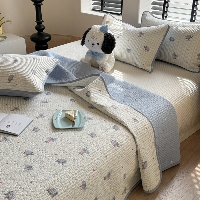 91家纺网 家纺一手货源 找家纺 茉夕家纺 2026新款春季双面纯棉印花单品床盖单件床盖 跳跳象