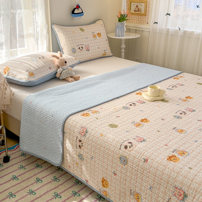 91家纺网 家纺一手货源 找家纺 茉夕家纺 2026新款春季双面纯棉印花单品床盖单件床盖 童话世界