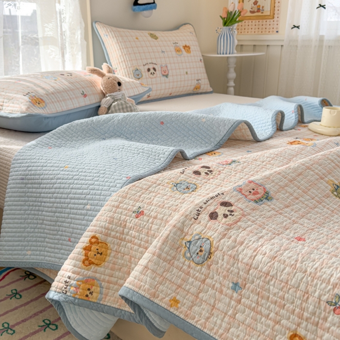 91家纺网 家纺一手货源 找家纺 茉夕家纺 2026新款春季双面纯棉印花单品床盖单件床盖 童话世界