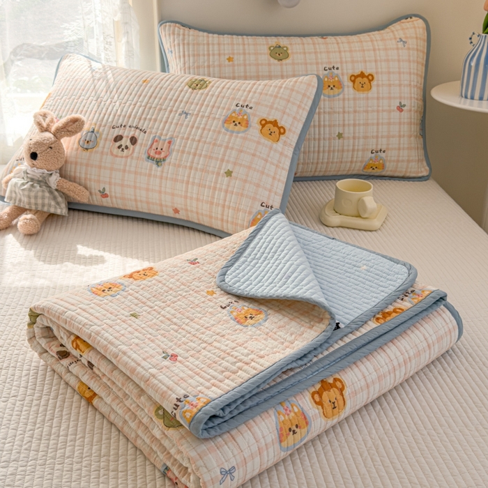 91家纺网 家纺一手货源 找家纺 茉夕家纺 2026新款春季双面纯棉印花单品床盖单件床盖 童话世界