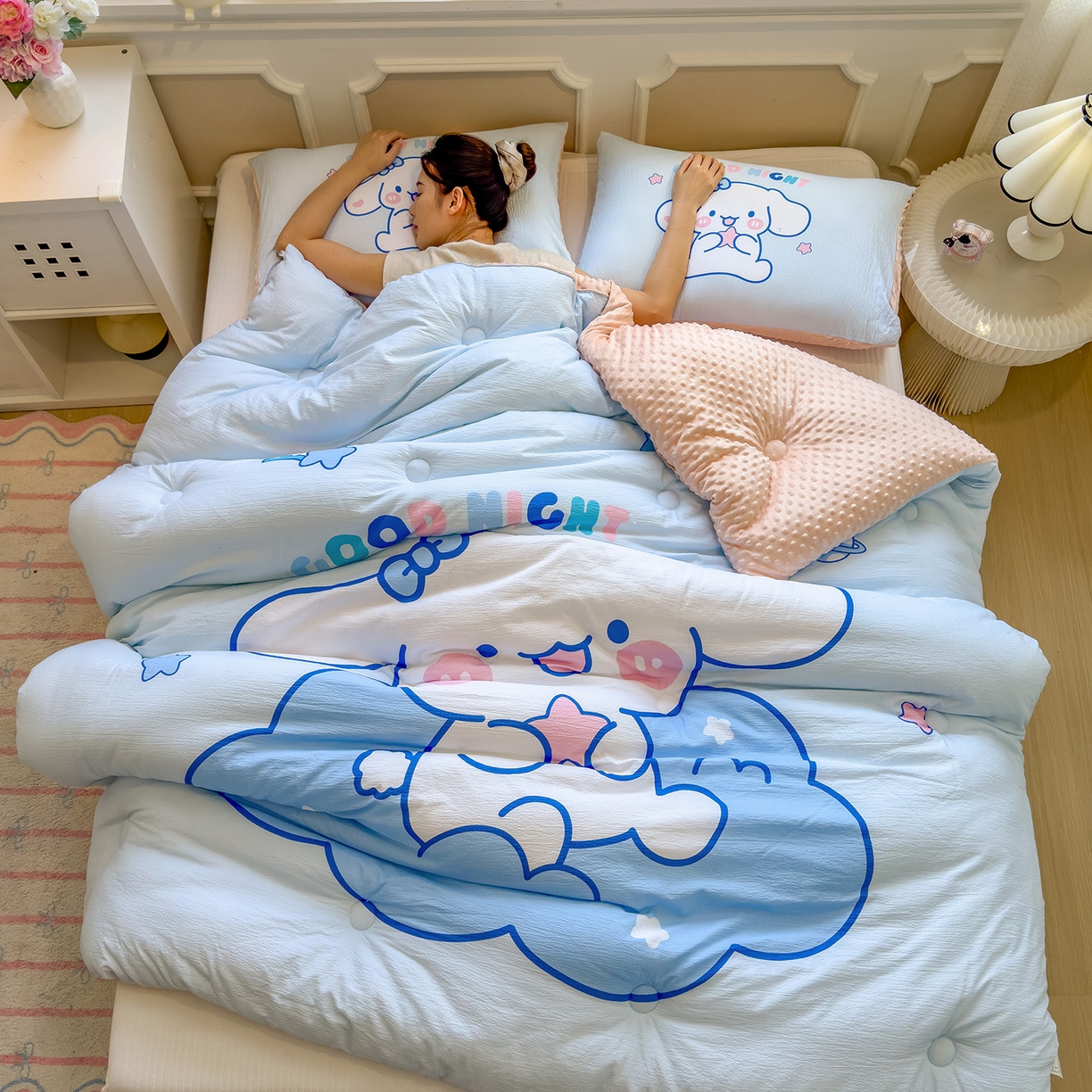 91家纺网 家纺一手货源 找家纺 好尚居 2026新款针织棉大版豆豆绒冬被被子被芯 追梦小狗