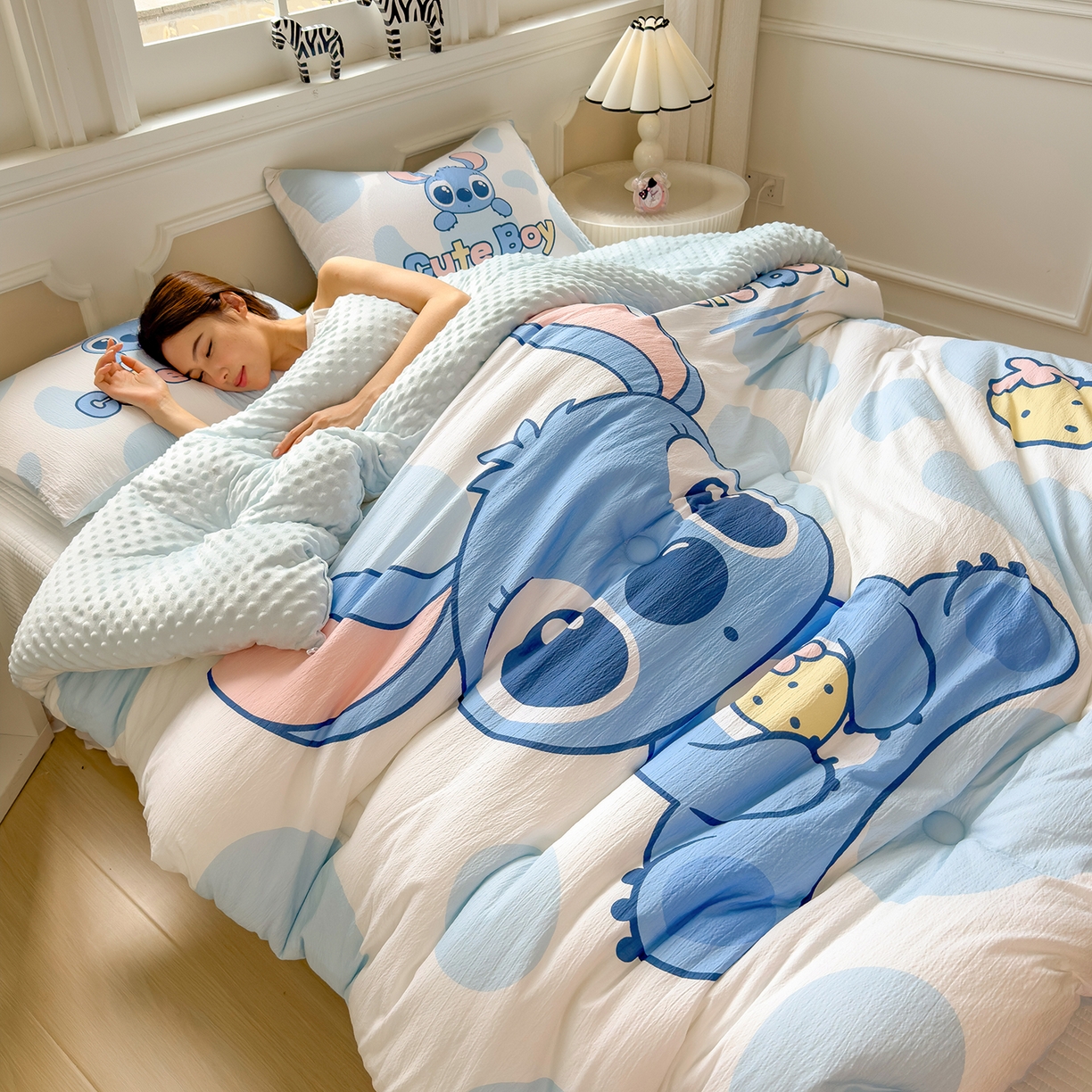 91家纺网 家纺一手货源 找家纺 好尚居 2026新款针织棉大版豆豆绒冬被被子被芯 调皮宝贝