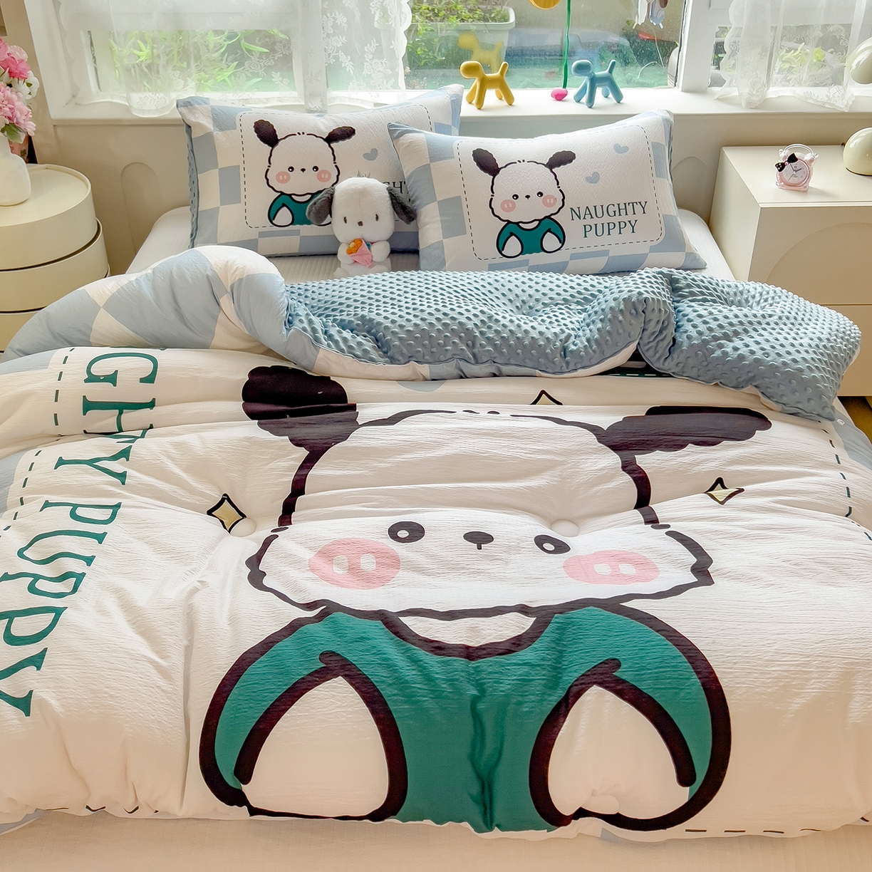 91家纺网 家纺一手货源 找家纺 好尚居 2026新款针织棉大版豆豆绒冬被被子被芯 快乐波仔