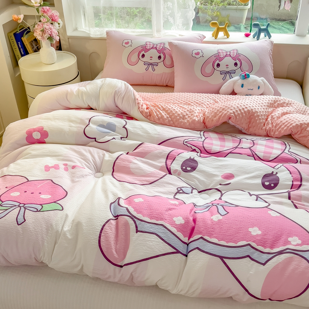 91家纺网 家纺一手货源 找家纺 好尚居 2026新款针织棉大版豆豆绒冬被被子被芯 莓朵兔