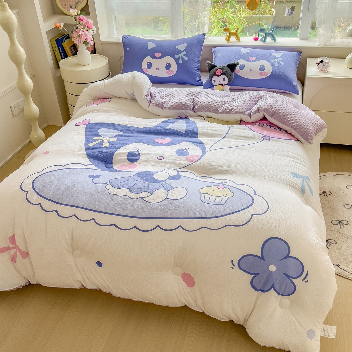 91家纺网 家纺一手货源 找家纺 好尚居 2026新款针织棉大版豆豆绒冬被被子被芯 甜萌童话