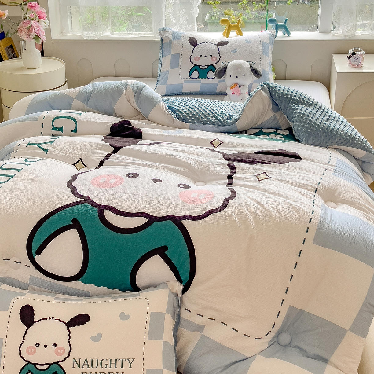 91家纺网 家纺一手货源 找家纺 好尚居 2026新款针织棉大版豆豆绒冬被被子被芯 快乐波仔