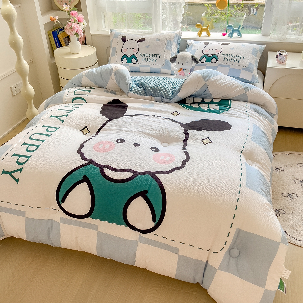 91家纺网 家纺一手货源 找家纺 好尚居 2026新款针织棉大版豆豆绒冬被被子被芯 快乐波仔