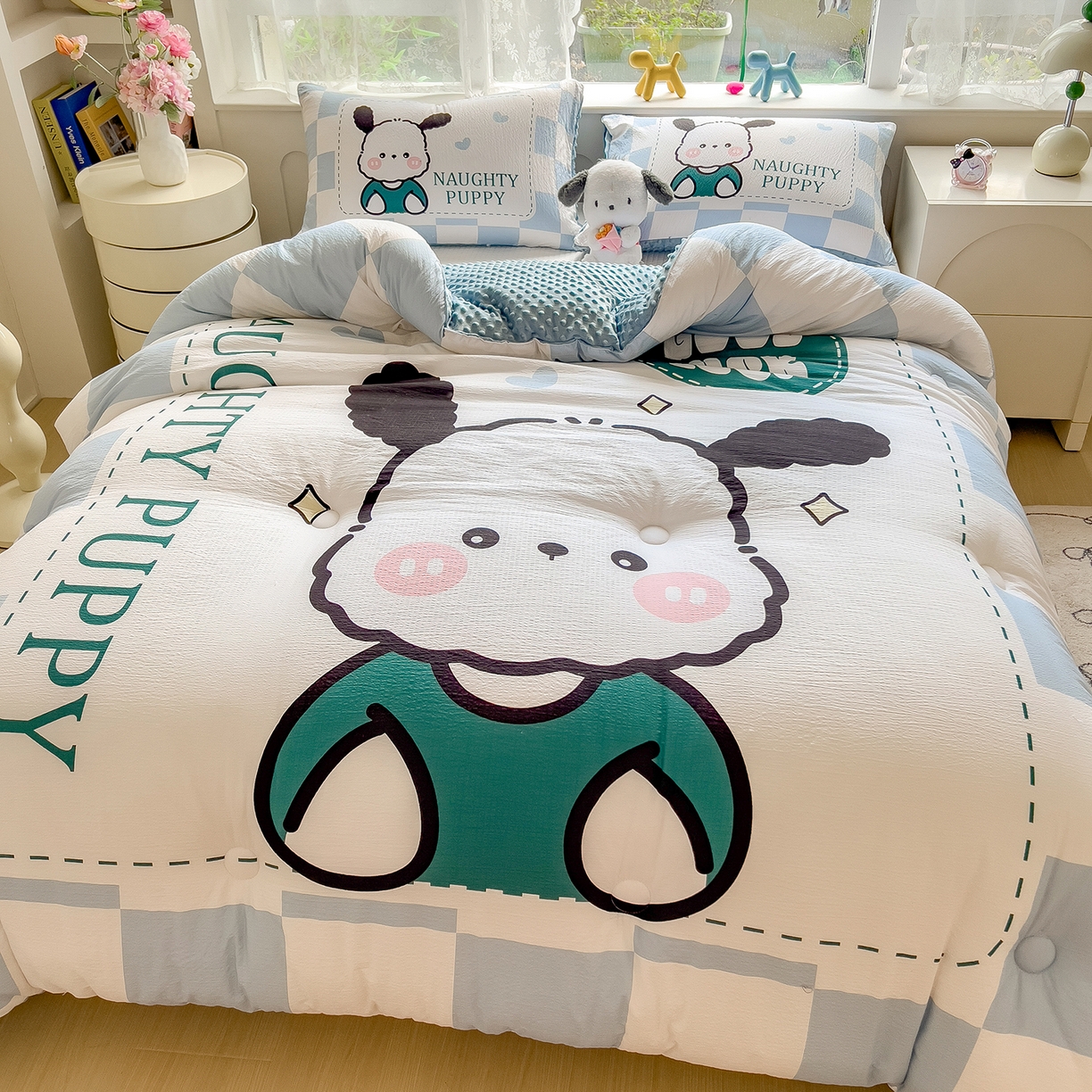 91家纺网 家纺一手货源 找家纺 好尚居 2026新款针织棉大版豆豆绒冬被被子被芯 快乐波仔