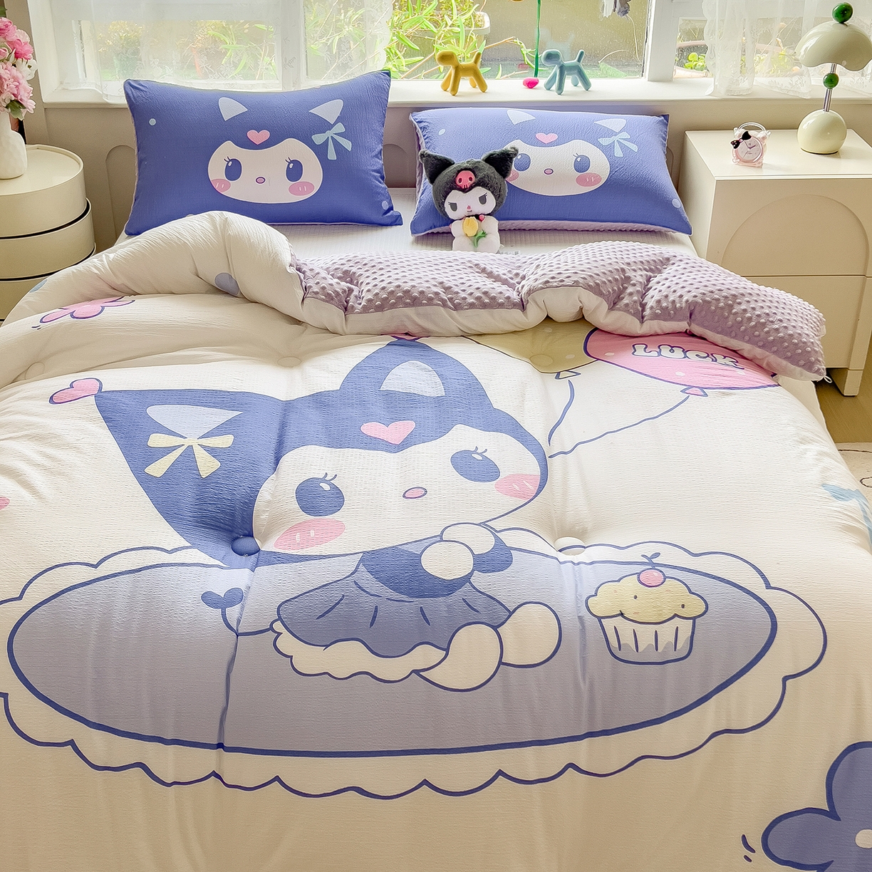 91家纺网 家纺一手货源 找家纺 好尚居 2026新款针织棉大版豆豆绒冬被被子被芯 甜萌童话