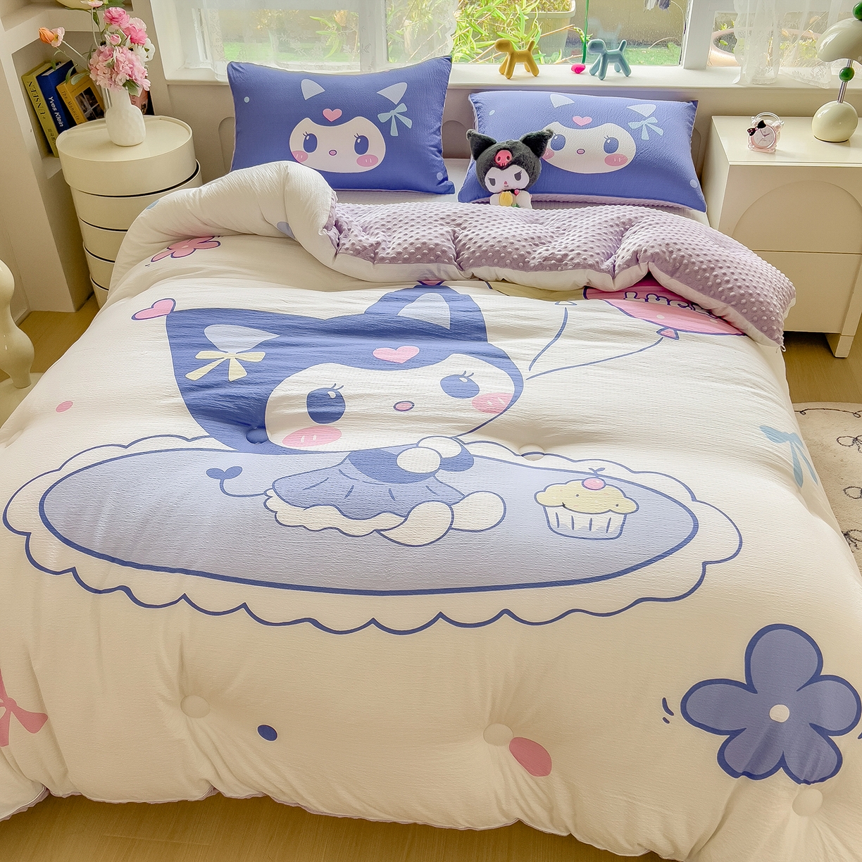 91家纺网 家纺一手货源 找家纺 好尚居 2026新款针织棉大版豆豆绒冬被被子被芯 甜萌童话