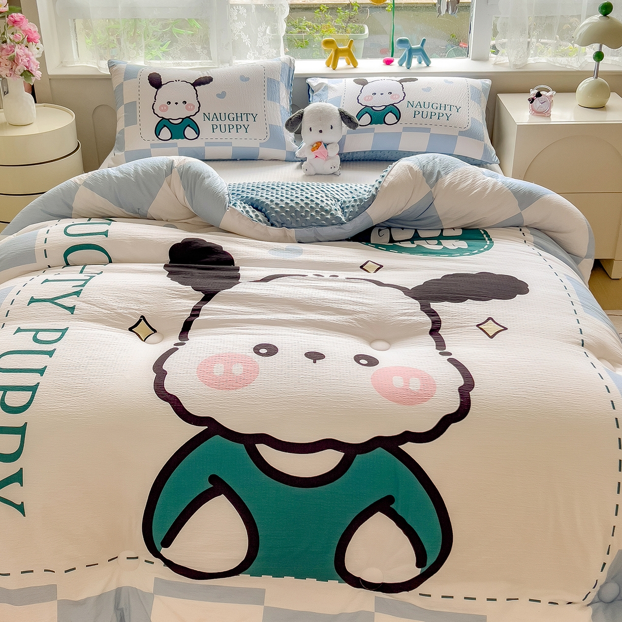 91家纺网 家纺一手货源 找家纺 好尚居 2026新款针织棉大版豆豆绒冬被被子被芯 快乐波仔