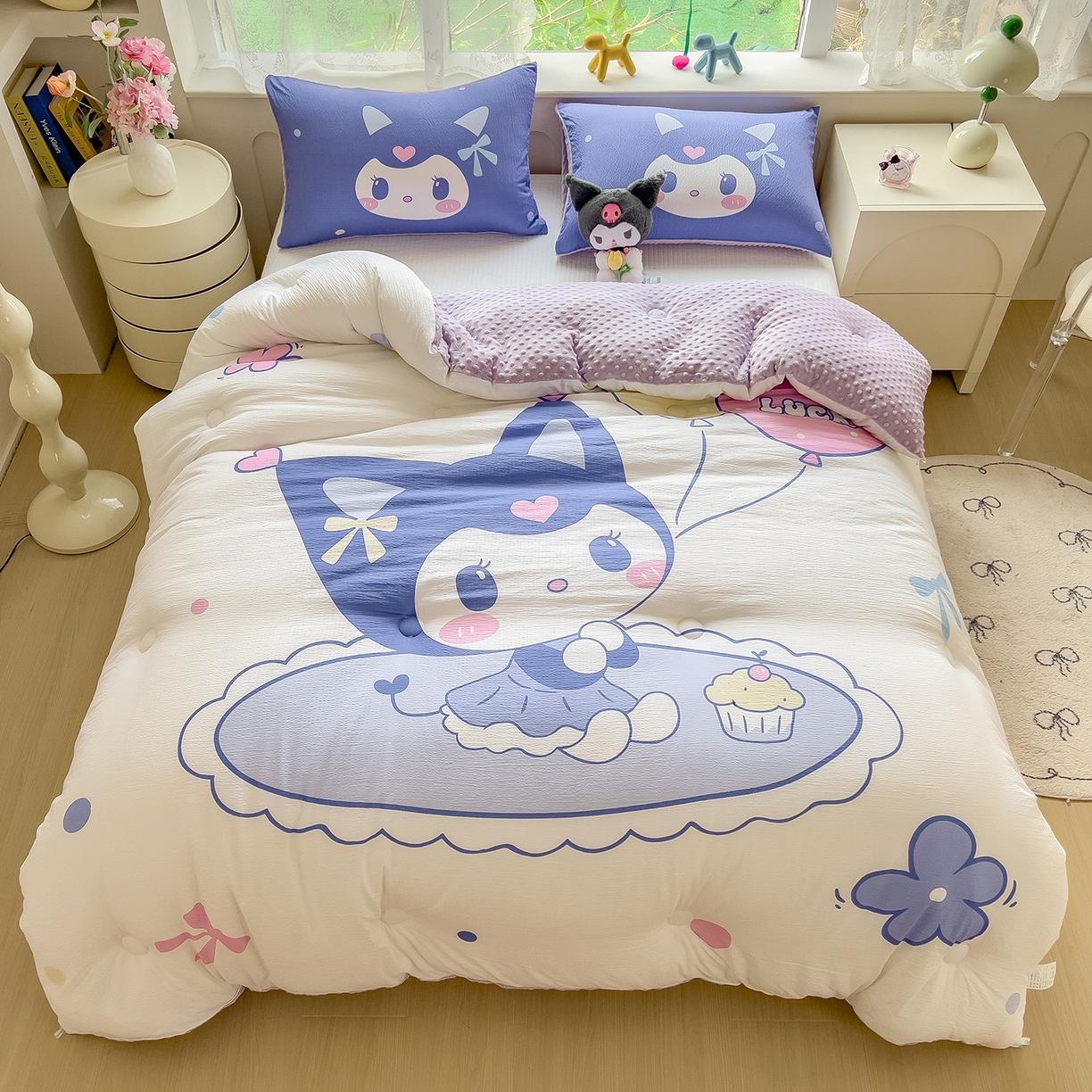 91家纺网 家纺一手货源 找家纺 好尚居 2026新款针织棉大版豆豆绒冬被被子被芯 甜萌童话