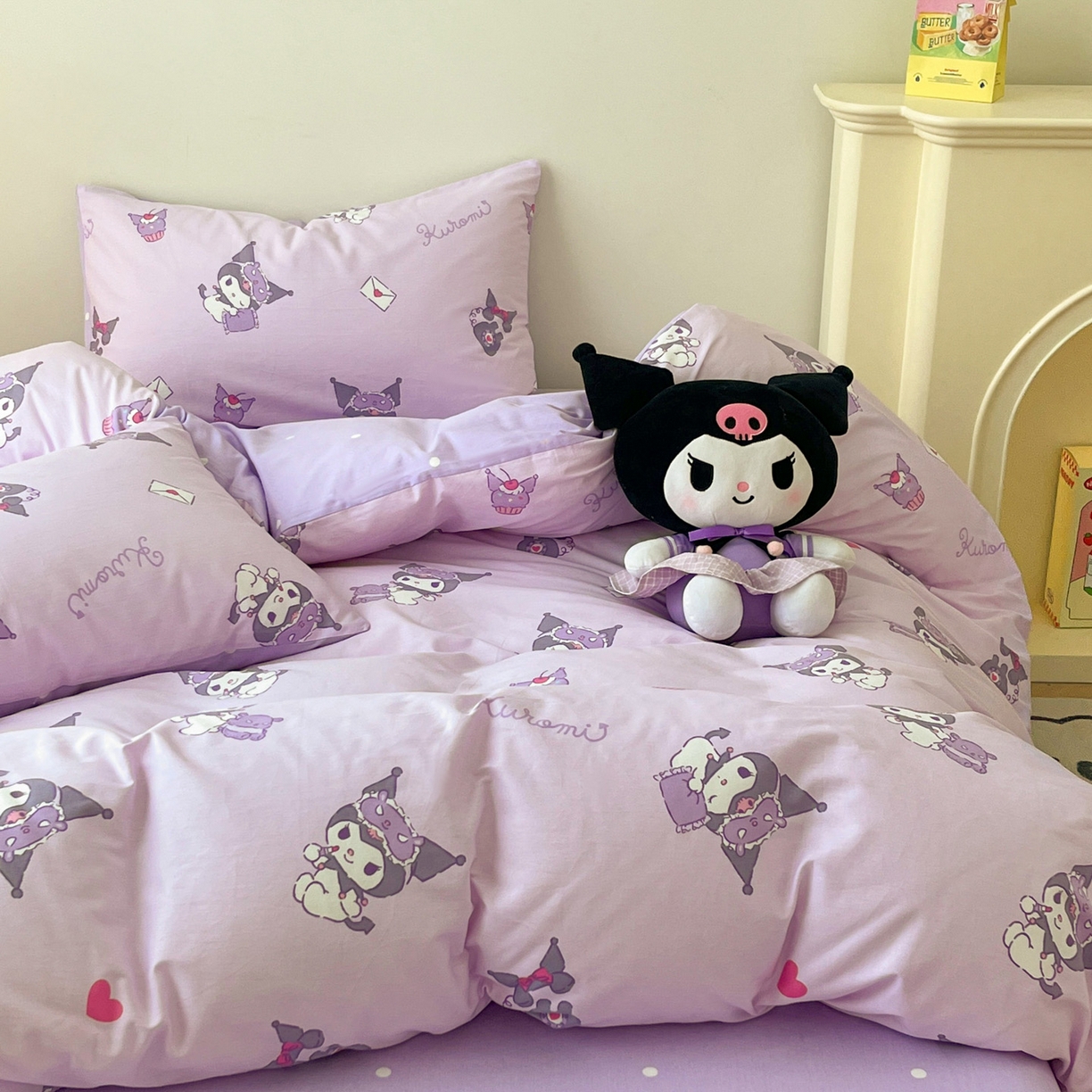 91家纺网 家纺一手货源 找家纺 暮思家居 2026新款正版授权三丽鸥全棉纯棉四件套系列-第一批 库洛米宝贝