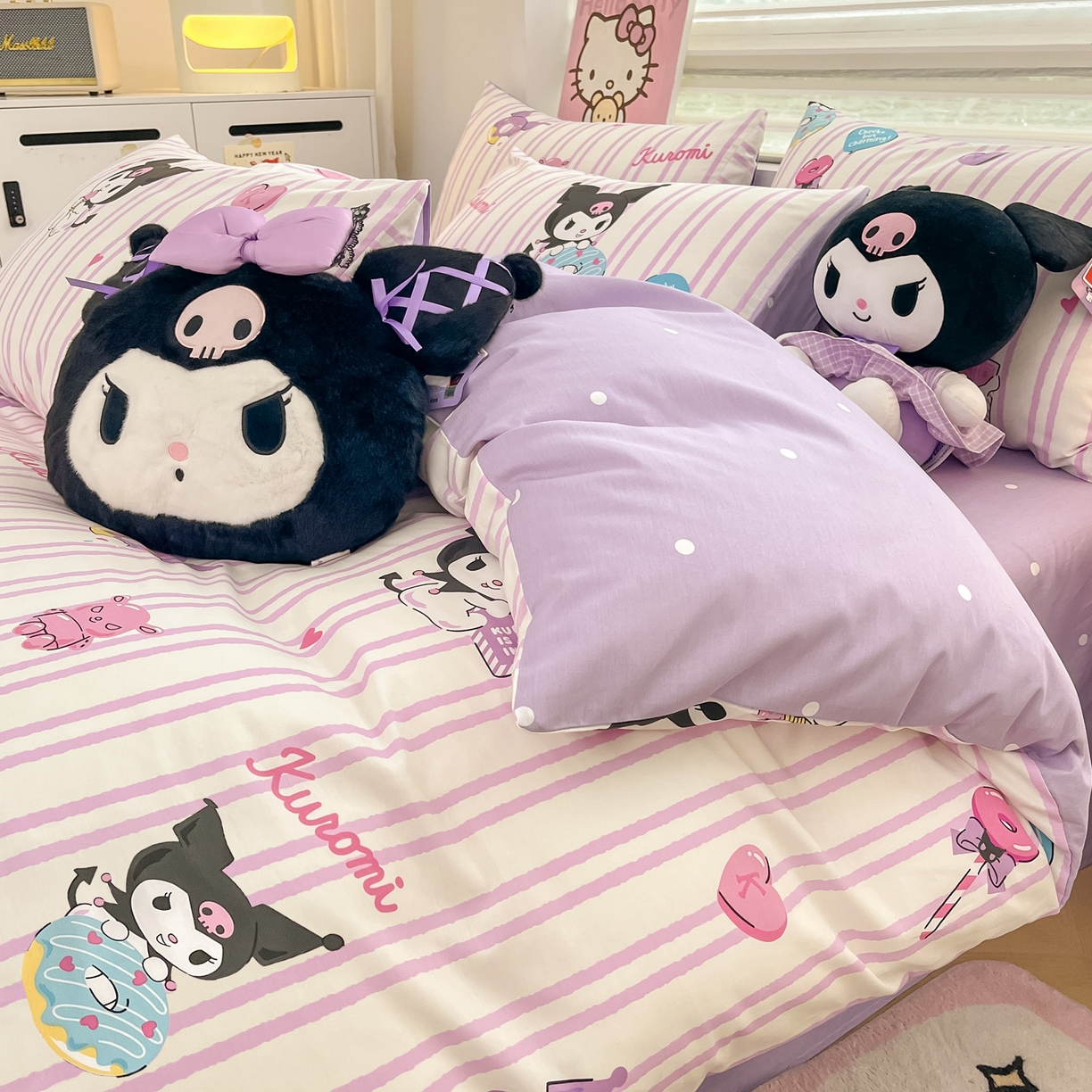 91家纺网 家纺一手货源 找家纺 暮思家居 2026新款正版授权三丽鸥全棉纯棉四件套系列-第一批 库洛米糖果