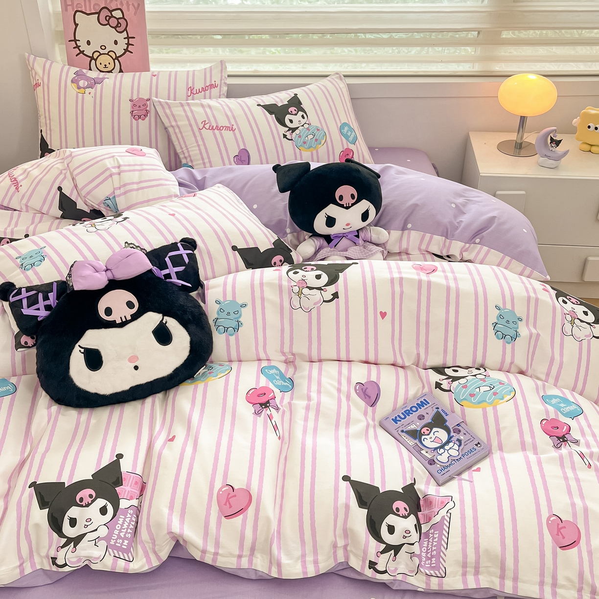 91家纺网 家纺一手货源 找家纺 暮思家居 2026新款正版授权三丽鸥全棉纯棉四件套系列-第一批 库洛米糖果