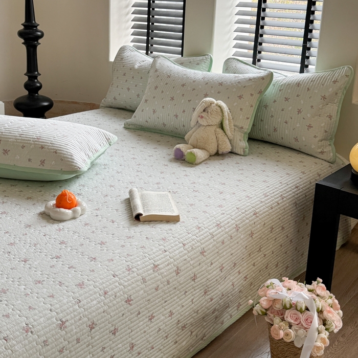 91家纺网 家纺一手货源 找家纺 茉夕家纺 2026新款春季双面纯棉印花单品床盖单件床盖 顽宠-绿