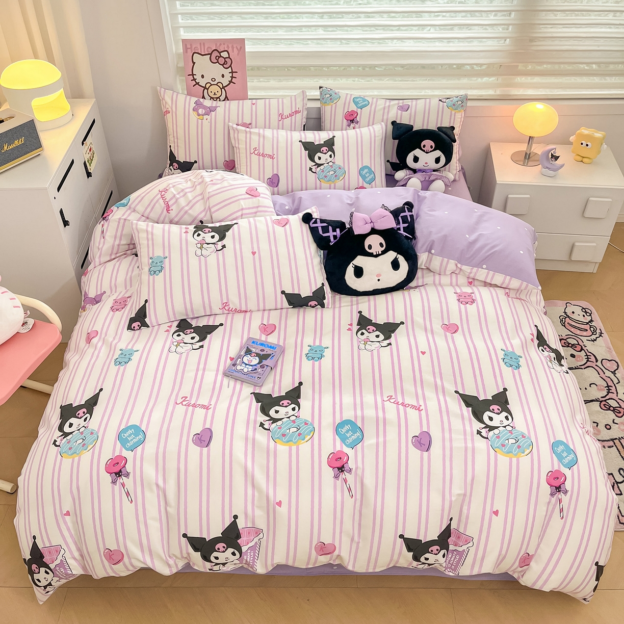 91家纺网 家纺一手货源 找家纺 暮思家居 2026新款正版授权三丽鸥全棉纯棉四件套系列-第一批 库洛米糖果