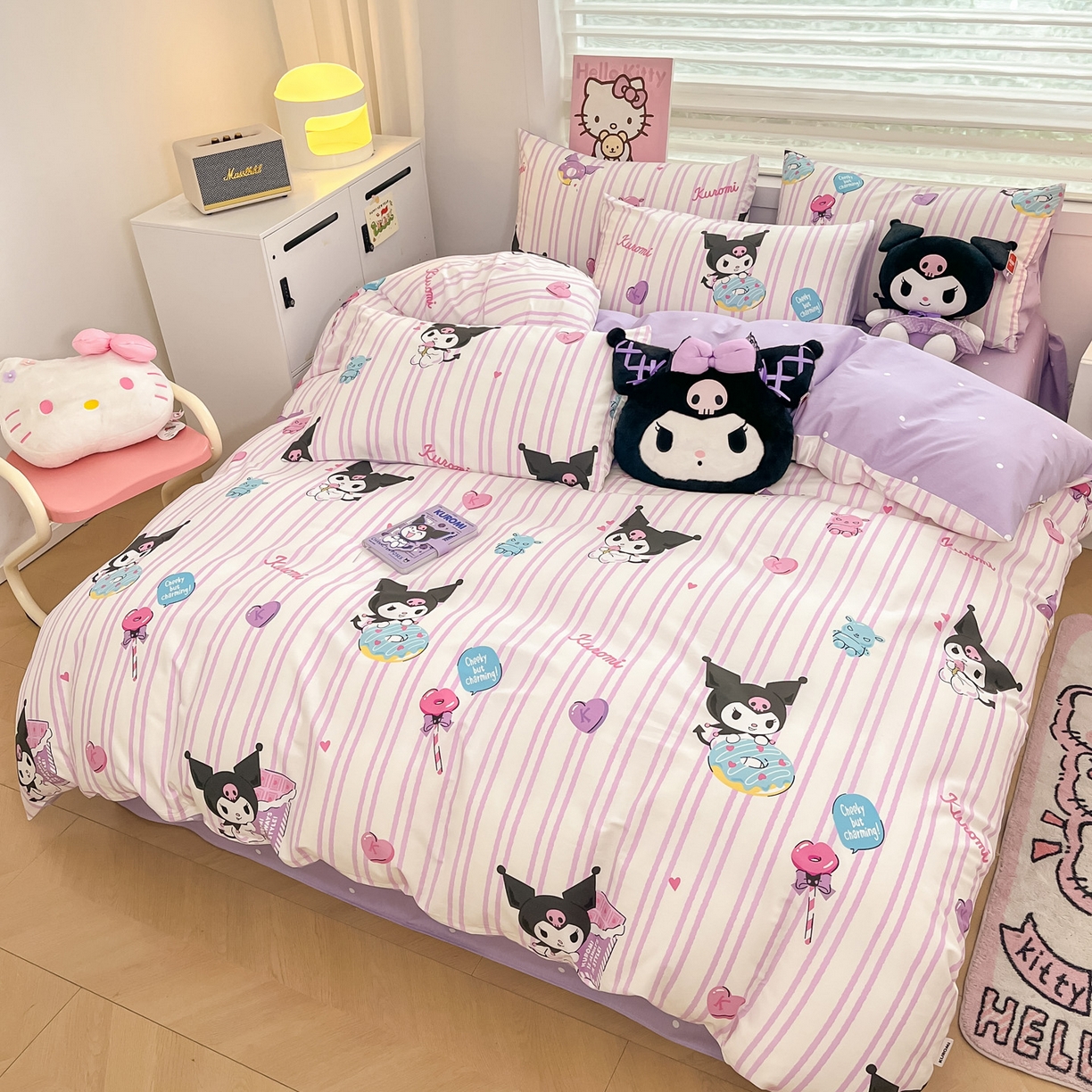 91家纺网 家纺一手货源 找家纺 暮思家居 2026新款正版授权三丽鸥全棉纯棉四件套系列-第一批 库洛米糖果