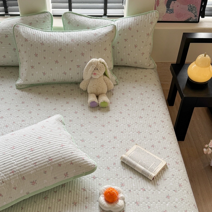 91家纺网 家纺一手货源 找家纺 茉夕家纺 2026新款春季双面纯棉印花单品床盖单件床盖 顽宠-绿