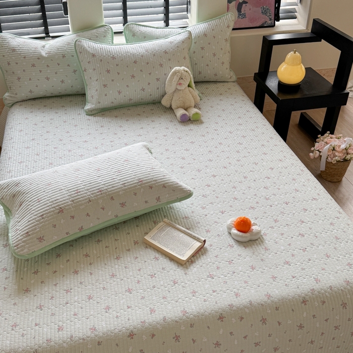 91家纺网 家纺一手货源 找家纺 茉夕家纺 2026新款春季双面纯棉印花单品床盖单件床盖 顽宠-绿