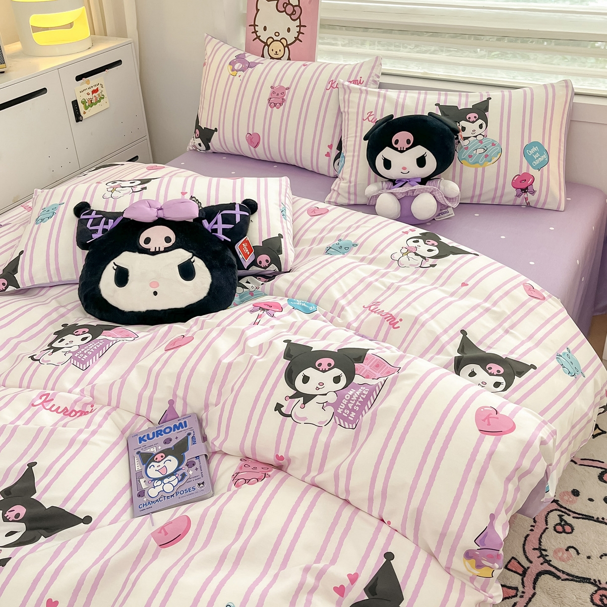 91家纺网 家纺一手货源 找家纺 暮思家居 2026新款正版授权三丽鸥全棉纯棉四件套系列-第一批 库洛米糖果