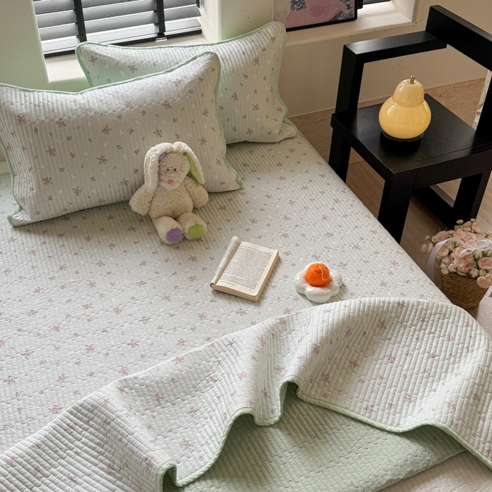 91家纺网 家纺一手货源 找家纺 茉夕家纺 2026新款春季双面纯棉印花单品床盖单件床盖 顽宠-绿