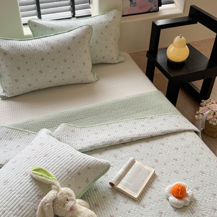 91家纺网 家纺一手货源 找家纺 茉夕家纺 2026新款春季双面纯棉印花单品床盖单件床盖 顽宠-绿