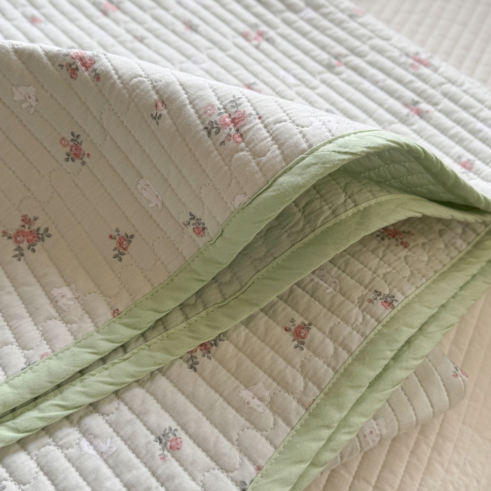 91家纺网 家纺一手货源 找家纺 茉夕家纺 2026新款春季双面纯棉印花单品床盖单件床盖 顽宠-绿