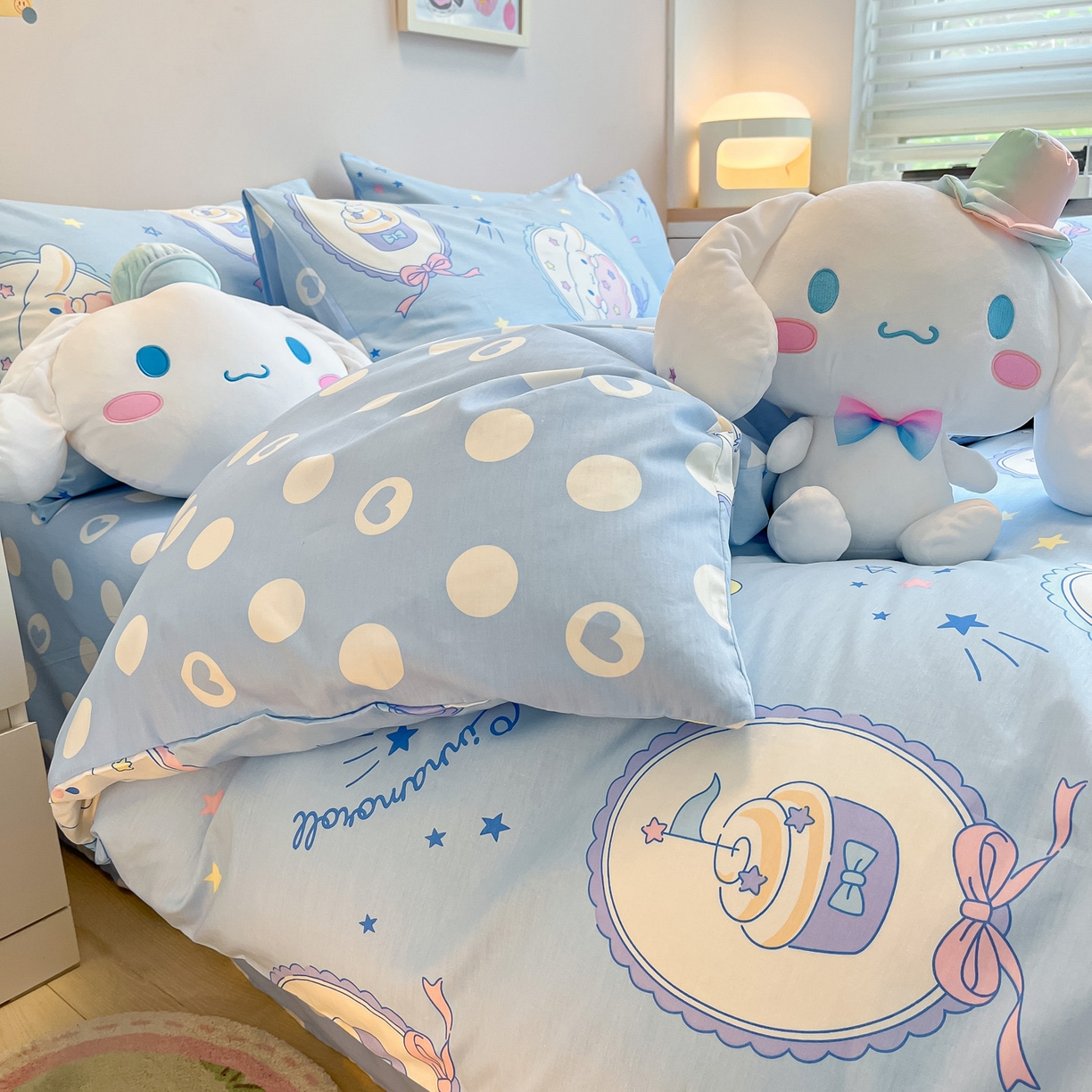 91家纺网 家纺一手货源 找家纺 暮思家居 2026新款正版授权三丽鸥全棉纯棉四件套系列-第一批 蓝色玉贵狗