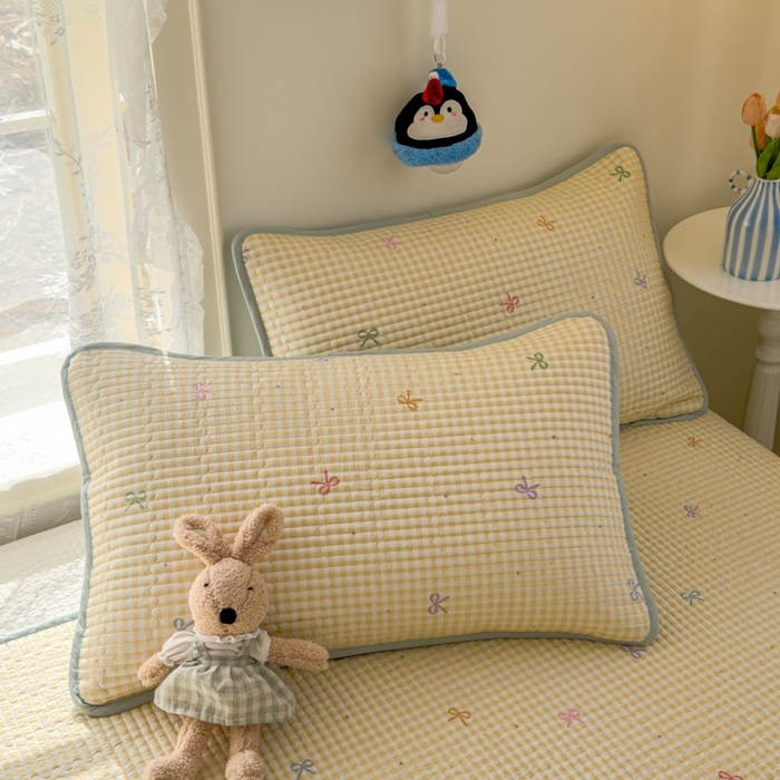 91家纺网 家纺一手货源 找家纺 茉夕家纺 2026新款春季双面纯棉印花单品床盖单件床盖 夏日恋格（黄）