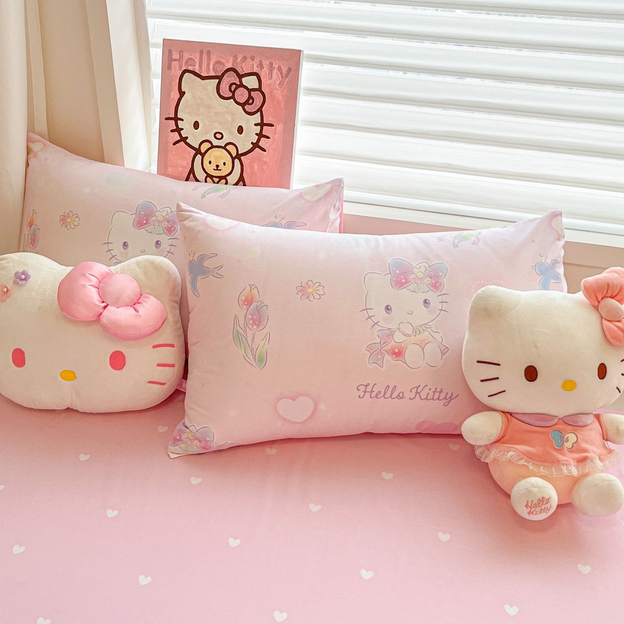 91家纺网 家纺一手货源 找家纺 暮思家居 2026新款正版授权三丽鸥全棉纯棉四件套系列-第一批 蘑菇凯蒂