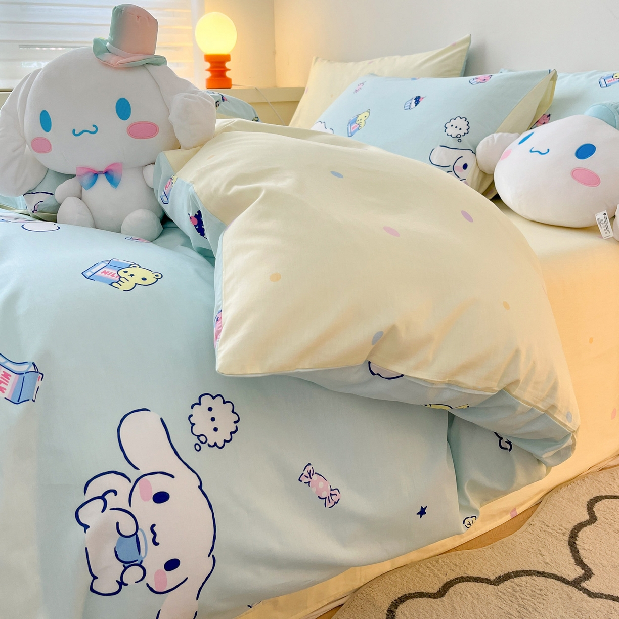 91家纺网 家纺一手货源 找家纺 暮思家居 2026新款正版授权三丽鸥全棉纯棉四件套系列-第一批 奶牛大耳狗