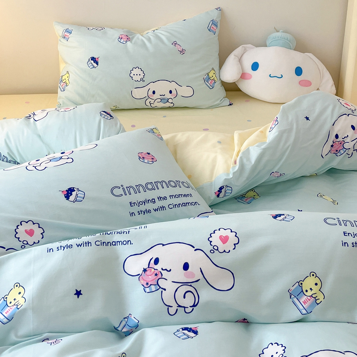 91家纺网 家纺一手货源 找家纺 暮思家居 2026新款正版授权三丽鸥全棉纯棉四件套系列-第一批 奶牛大耳狗