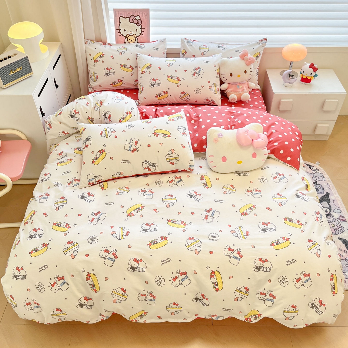 91家纺网 家纺一手货源 找家纺 暮思家居 2026新款正版授权三丽鸥全棉纯棉四件套系列-第一批 奶牛凯蒂