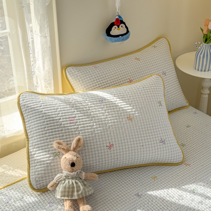 91家纺网 家纺一手货源 找家纺 茉夕家纺 2026新款春季双面纯棉印花单品床盖单件床盖 夏日恋格（蓝）