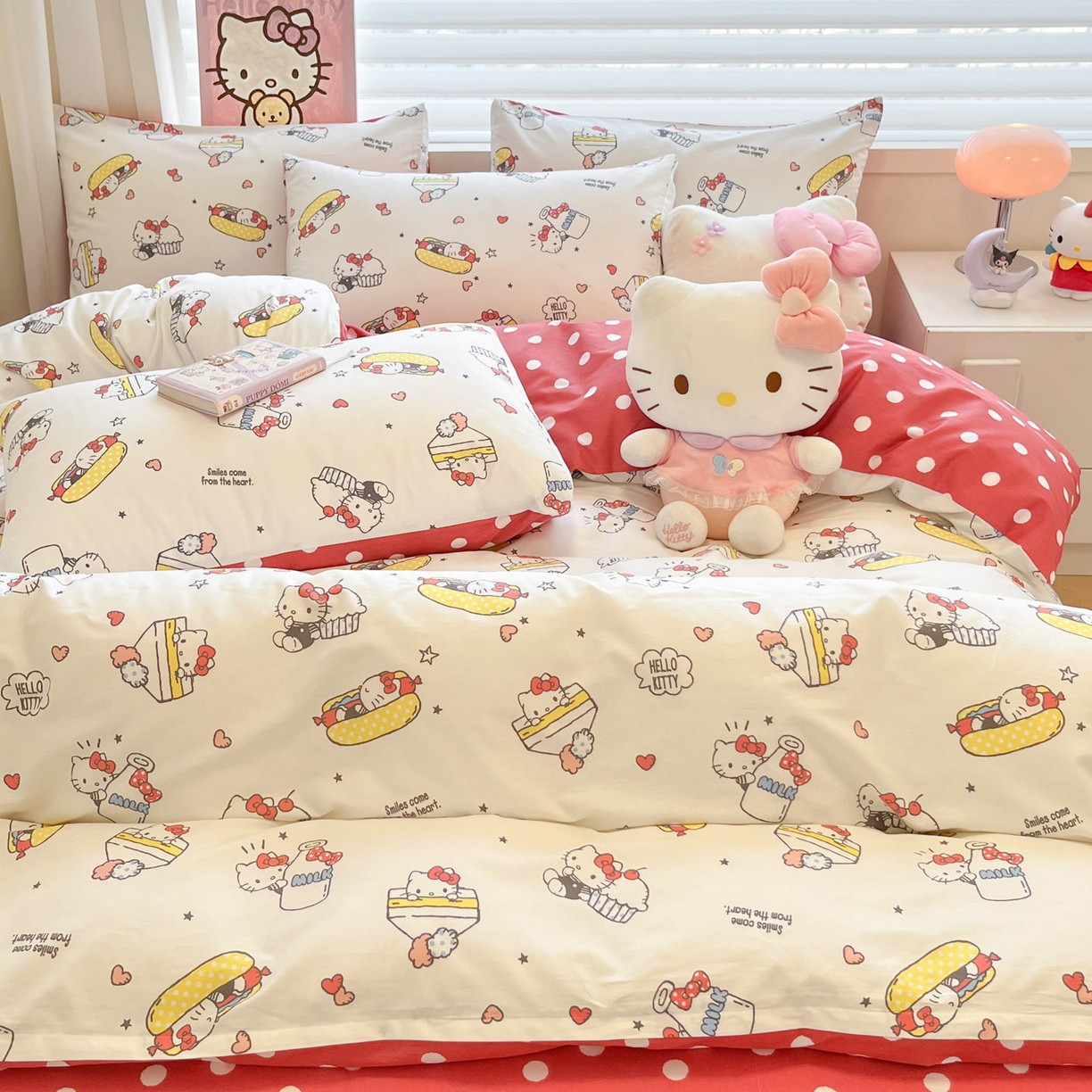 91家纺网 家纺一手货源 找家纺 暮思家居 2026新款正版授权三丽鸥全棉纯棉四件套系列-第一批 奶牛凯蒂